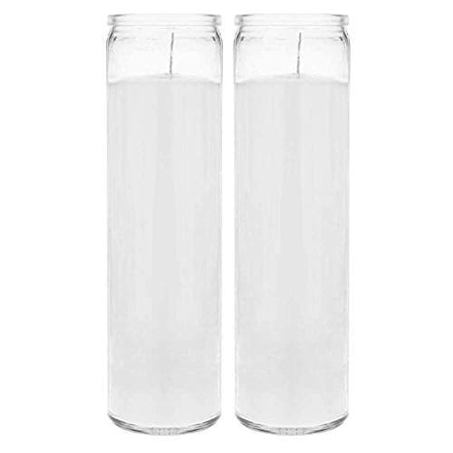 Brilux 2 Classic White Candles in Glass, 8-INCHES Tall