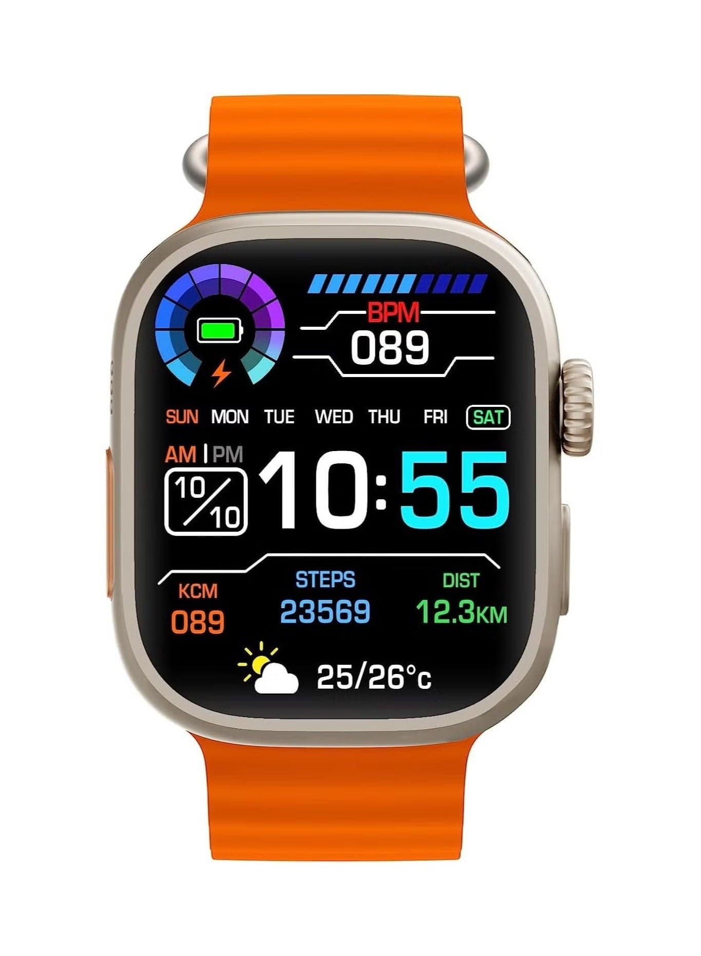 T800 Ultra Smart Watch Ultra Series8 NFC Smartwatch Call Waterproof Wireless Charging Fitness(Orange)