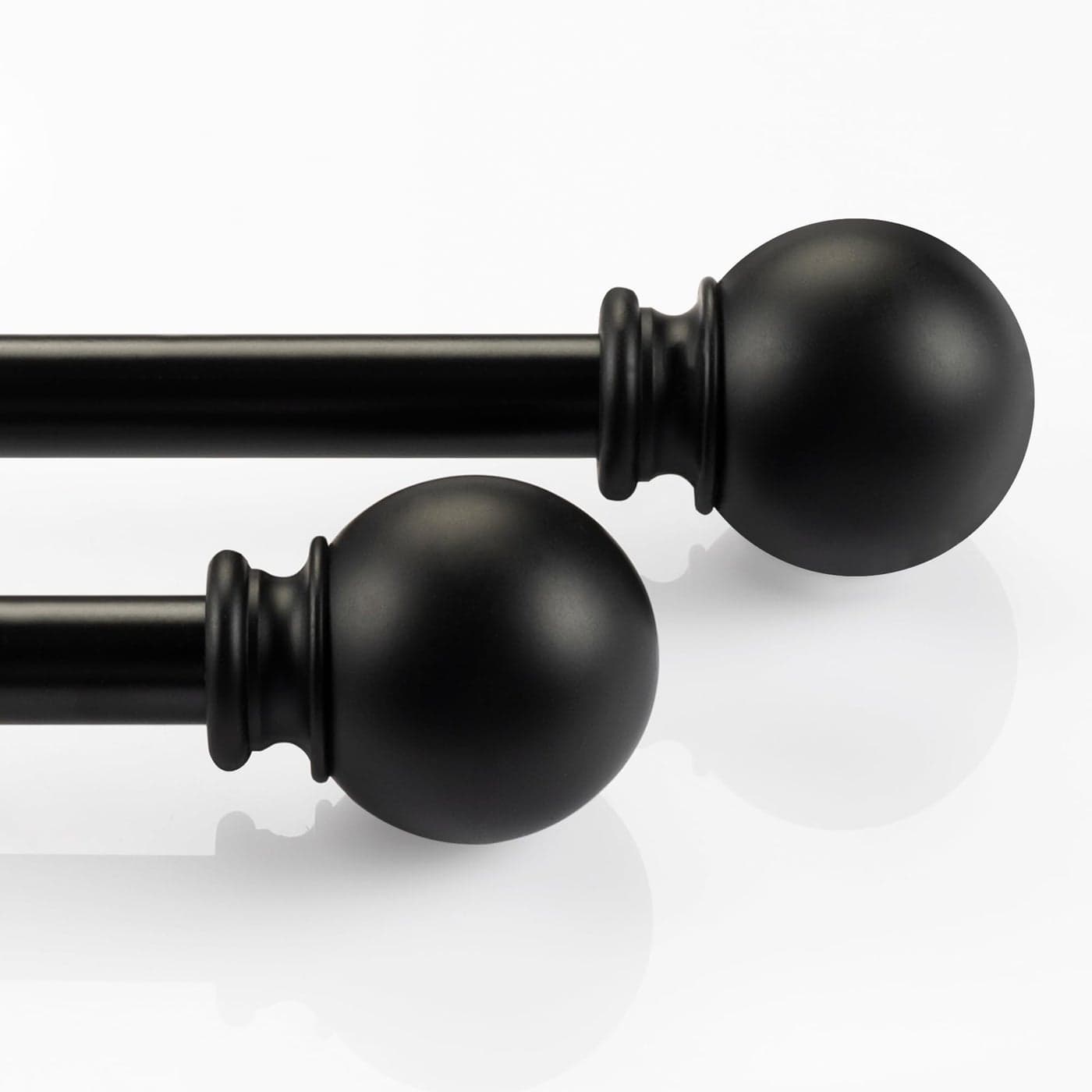 Deco Window 2 Pack Black Curtain Rods for Window 28 to 48 Inch 58 Inch Diameter Drapery Pole with Ball Finial Modern Adjustable Heavy Duty