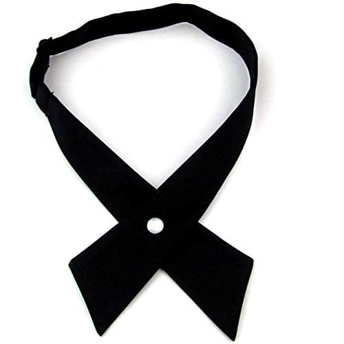 Bow Tie for Women & Men, Cross Bowtie with Adjustable Elegant for JK Dresses & School Uniform & Graduation & Cosplay WB-T6 (Black)