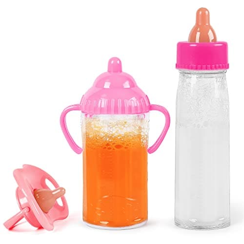 Vollence Magic Baby Doll BottlesMagic Doll Disappearing Milk and Juice Baby Doll Accessories Toys Baby Doll Feeding Set