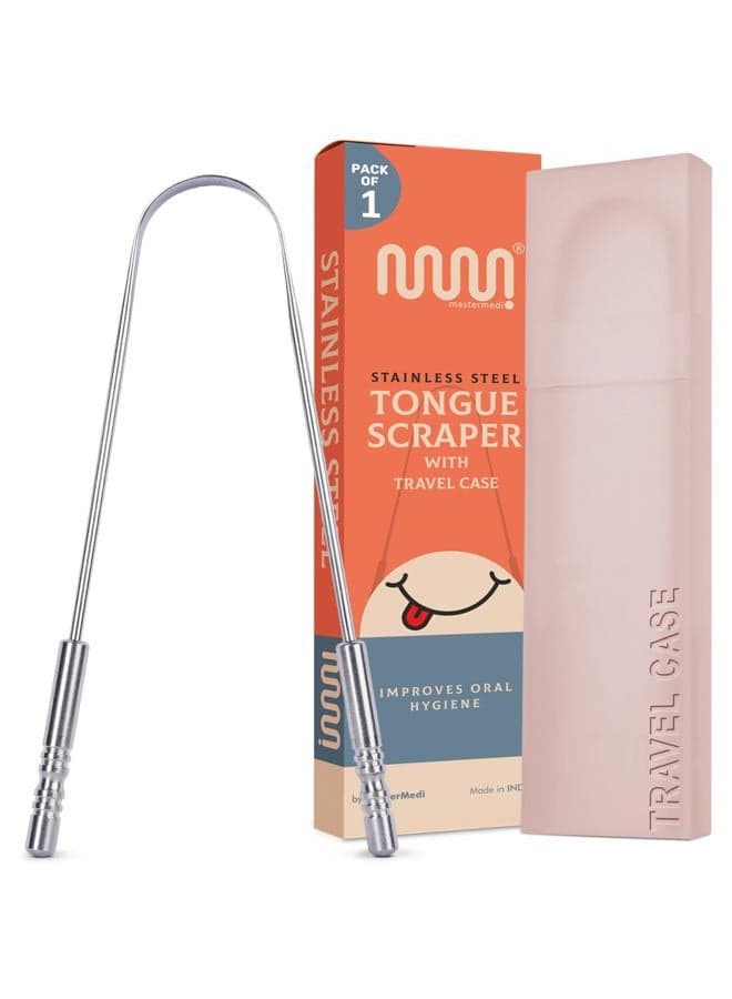 Tongue Scraper with Case Easy to Use Tongue Scraper for Adults, Tongue Cleaner for Oral Care & Hygiene (Single Pack (with Travel Case))