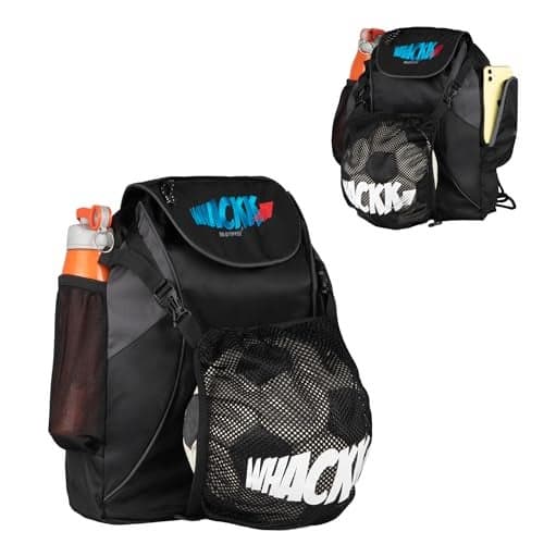 WHACKK Storm Soccer Black Football Equipment Bags Basketball Volleyball Throwball Drawstring Backpack Ballbag Helmet/Ball Pocket Dual Pockets Bottle Holder Lightweight Gym Sports Kitbag for Men Boys