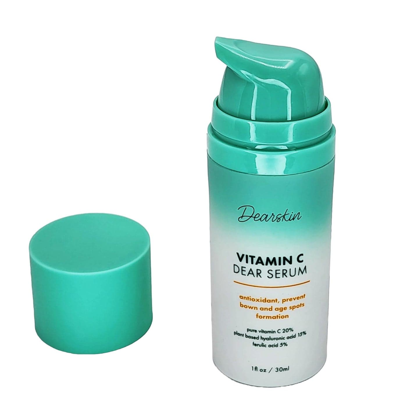 Dearskin Vitamin C Serum 20 PURE LASCORBIC ACID Ferulic Acid Hyaluronic Acid Botanic Vitamin E Organic Cruelty Free for Face and Neck Best Antioxidant Treatment for Wrinkles Men and Women