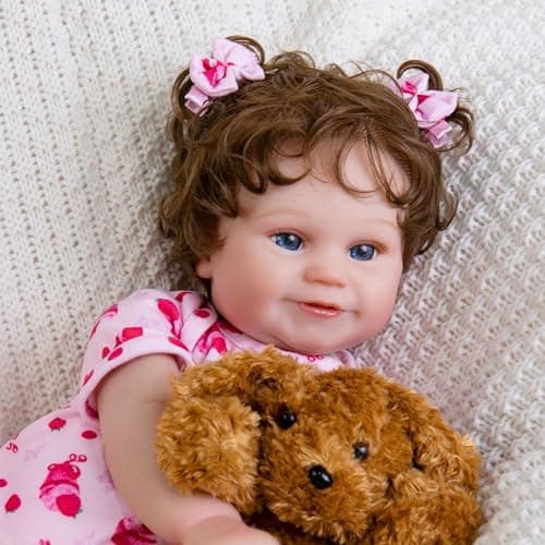 EKOKIZ Lifelike Reborn Baby Dolls Girl 20Inch Realistic Baby Doll with Hair Baby Doll That Looks Real Cloth Body Newborn Girl with Complete Accessories for Kids 3 Lovely Pretty Girls