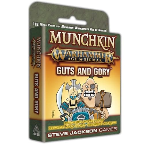 Munchkin Warhammer Age of Sigmar Guts and Glory Card Game Expansion 112 Cards Family Game Fantasy Adventure RPG Ages 10 36 Players Avg Play Time 120 Min Steve Jackson Games