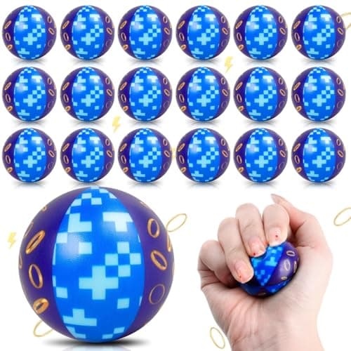 24 PCS Blue Golden Rings Stress Balls for Kids Party Favors 157 Inch Anxiety Relief Fidget Sensory Toys Golden Rings Theme Squeeze Toys Bulk for Birthday Goodie Bags Carnival Gifts Classroom Prizes