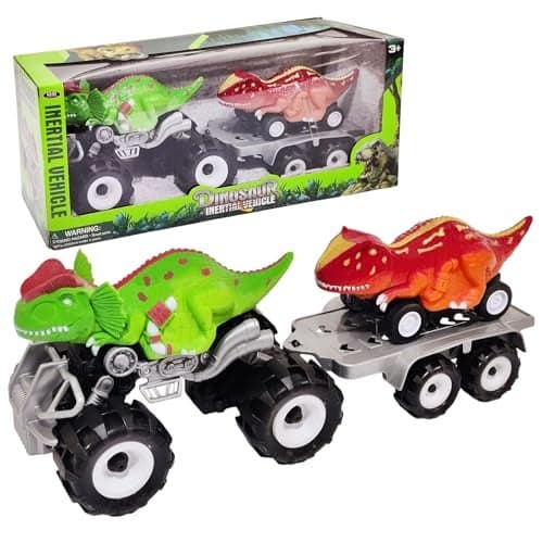 FunBlast Dinosaur Carrier Truck Toys for Kids – Friction Power Truck Toys for 3+ Year Old Kids, Boys, Pull Back Truck Toy with Dino Figure for Children