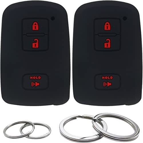 GFDesign 2 Pcs Silicone 3 Buttons Key Fob Cover Remote Case Keyless Protector Compatible with Toyota 4Runner RAV4 Tacoma Highlander Land Cruiser Prius C V CHR HYQ14FBA 1551A14FBA