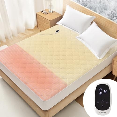 Caperia Heated Mattress Pad Quilted Multizone electric mattress pad Individual Body and Feet Bed Warmer 9 Heat Settings, 1-12 Hours Auto Off, Deep Pocket, Fast Heating, Machine Washable Twin 39''x75''