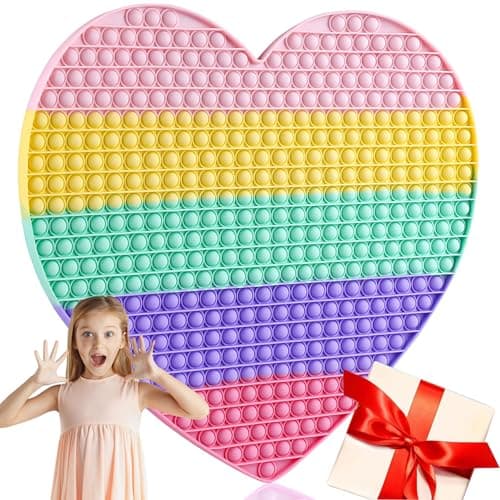 Large Heart Fidget Toys193 Inch Giant Big Sensory Fidgets Jumbo Push Bubble Squeeze Toy for Autism Anxiety Stress Relief Huge Classroom Tool Gifts for Kids Toddlers Girl Boy Adults