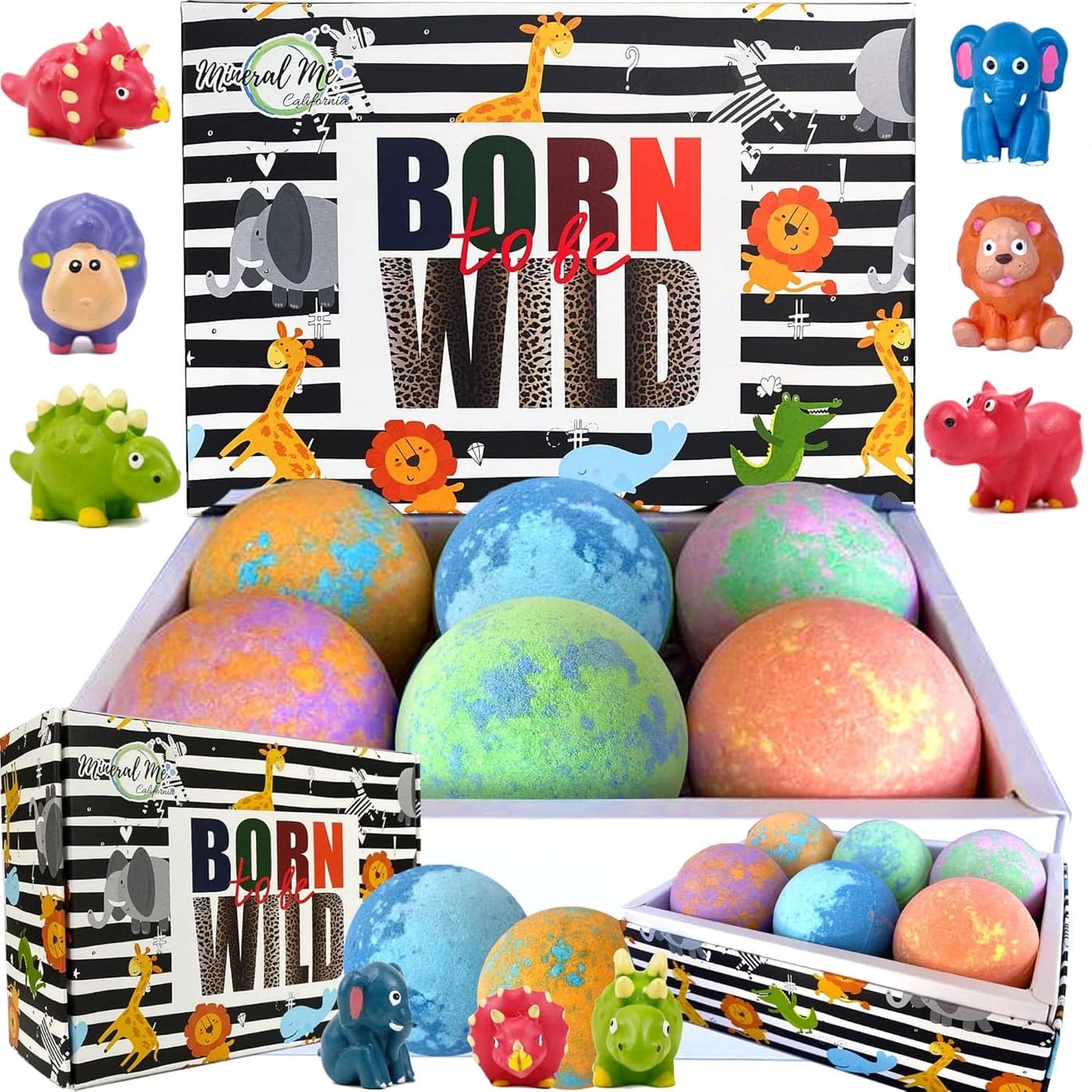 Bath Bombs for Kids with Toys Inside Organic Bubble Bath Fizzies with Jungle Animal Toys Gentle and Kids Friendly Spa Bath Balls Bath Fizz Balls Birthday Gifts for Toddlers Boys Girls