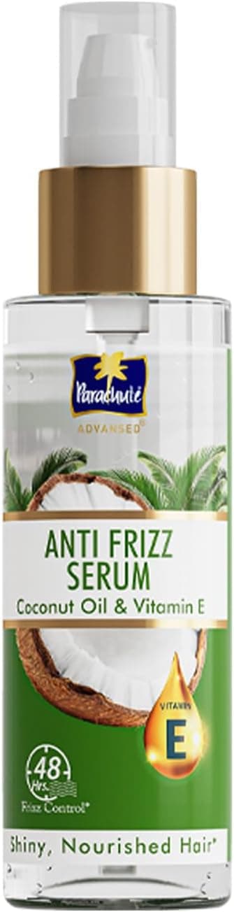 Parachute Advansed AntiFrizz hair Serum for Women with Coconut Oil Vitamin E for 48Hour Frizz Control and Nourished Shine 100ml