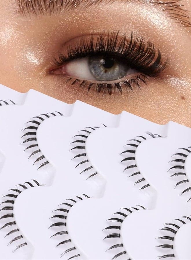 False Eyelashes Bottom Lashes Wispy Natural Mink Lashes Clear Band DIY Lashes Reusable Soft Handmade Lashes Pack
