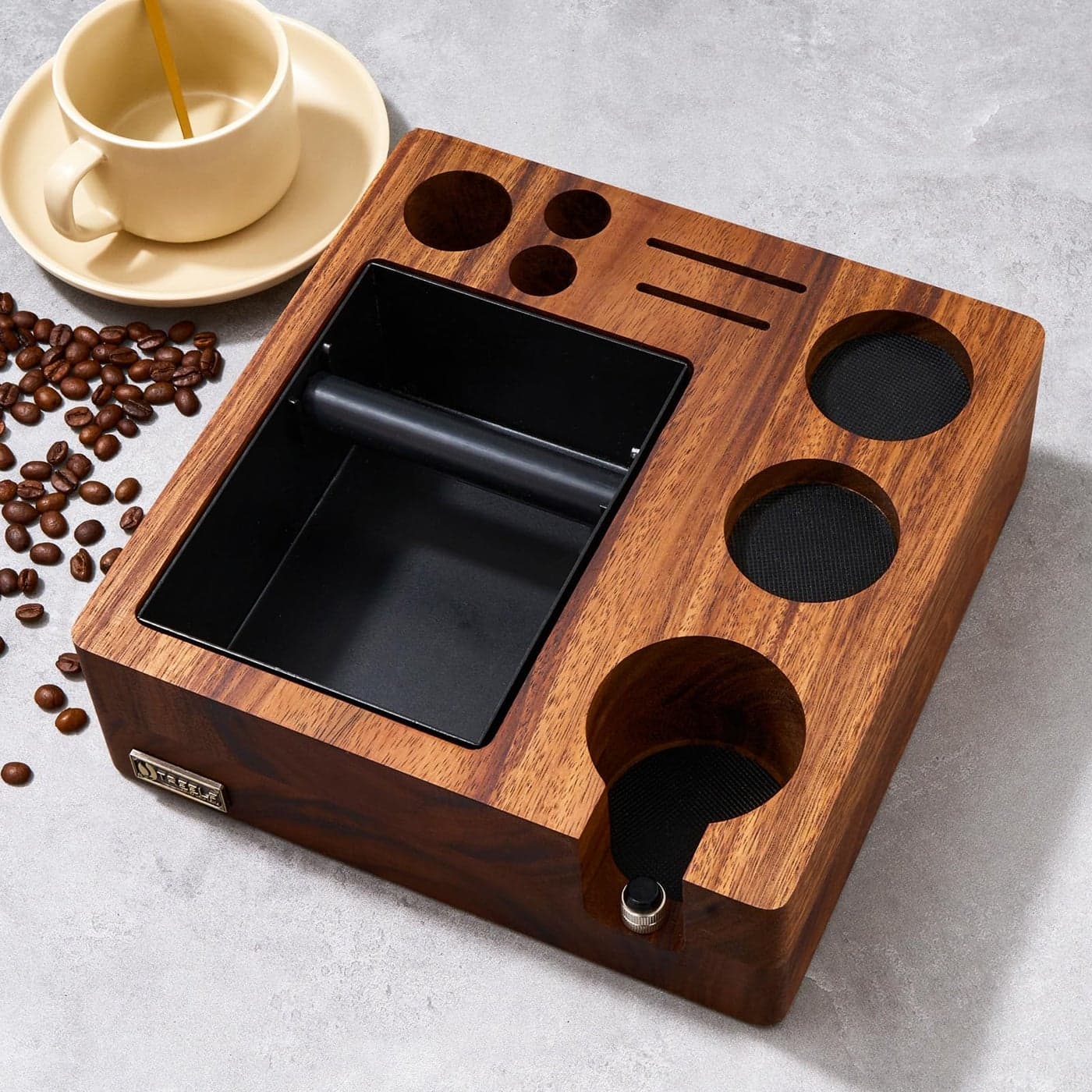 Espresso Knock Box Espresso Tamping Station Espresso Coffee Organizer Box Fit for Storage 5154MM Espresso TamperCoffee Station Organizer for Countertop