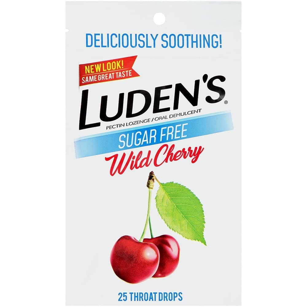 Ludens Throat Drops Sugar Free Wild Cherry 25 Count