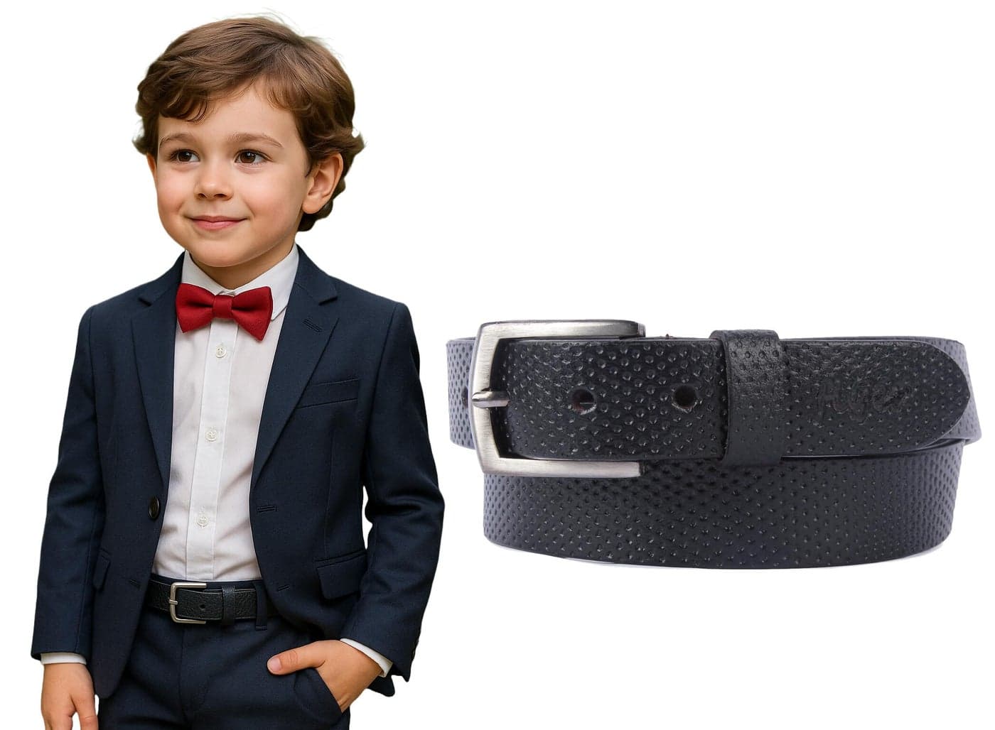 Flyer Genuine Leather Belt for Boys (5–6 Years) | Adjustable Buckle | Ideal for School, Jeans, Bike Ride | BL4680