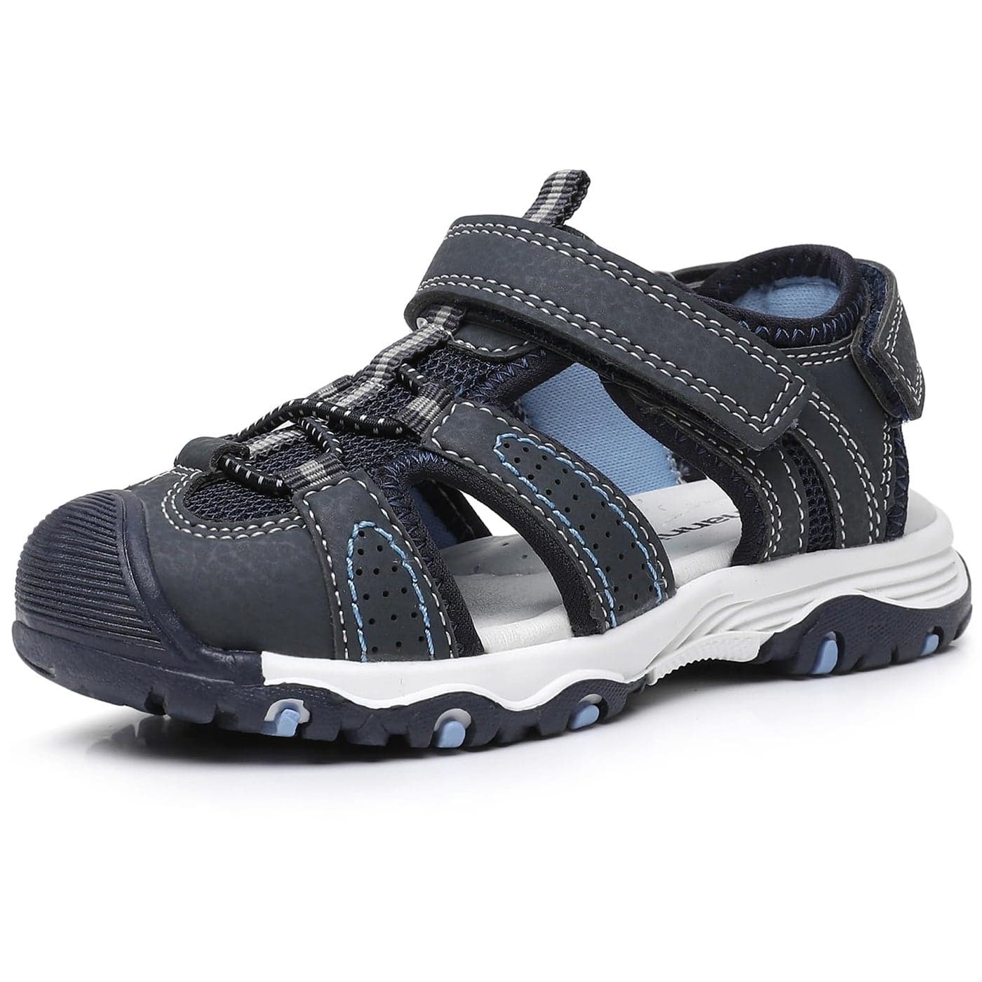 Ahannie Toddler Sandals Boys Sandals Kids Closed Toe Water Sport Outdoor Summer Beach Shoes with Hook LoopNavyBlue12