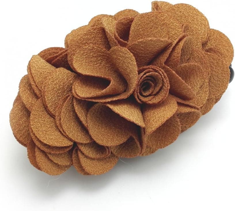 Flowers Rose Hair Clip Ponytail HolderH41Brown
