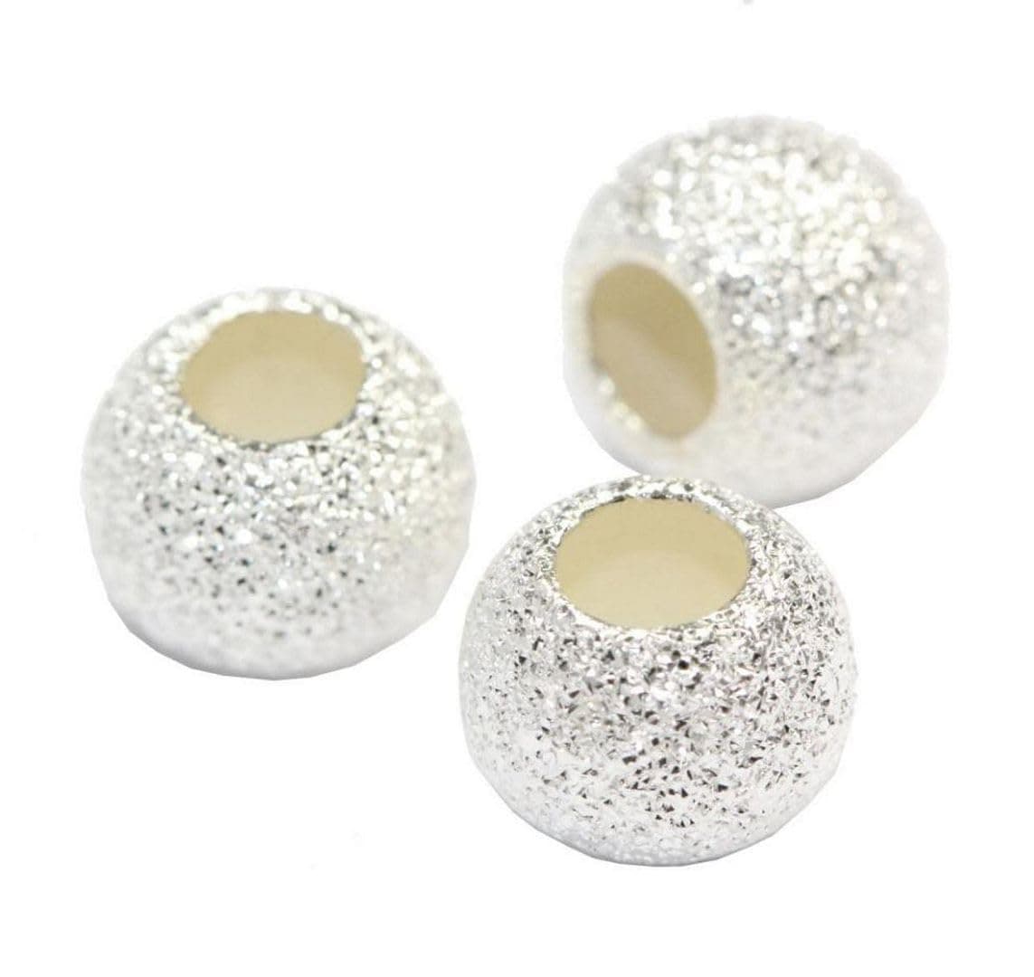 50pcs Adabele Authentic 925 Sterling Silver 4mm (0.16 Inch) Small Tiny Sparkle Stardust Round Loose Beads Spacer for DIY Craft Jewelry Making SS144