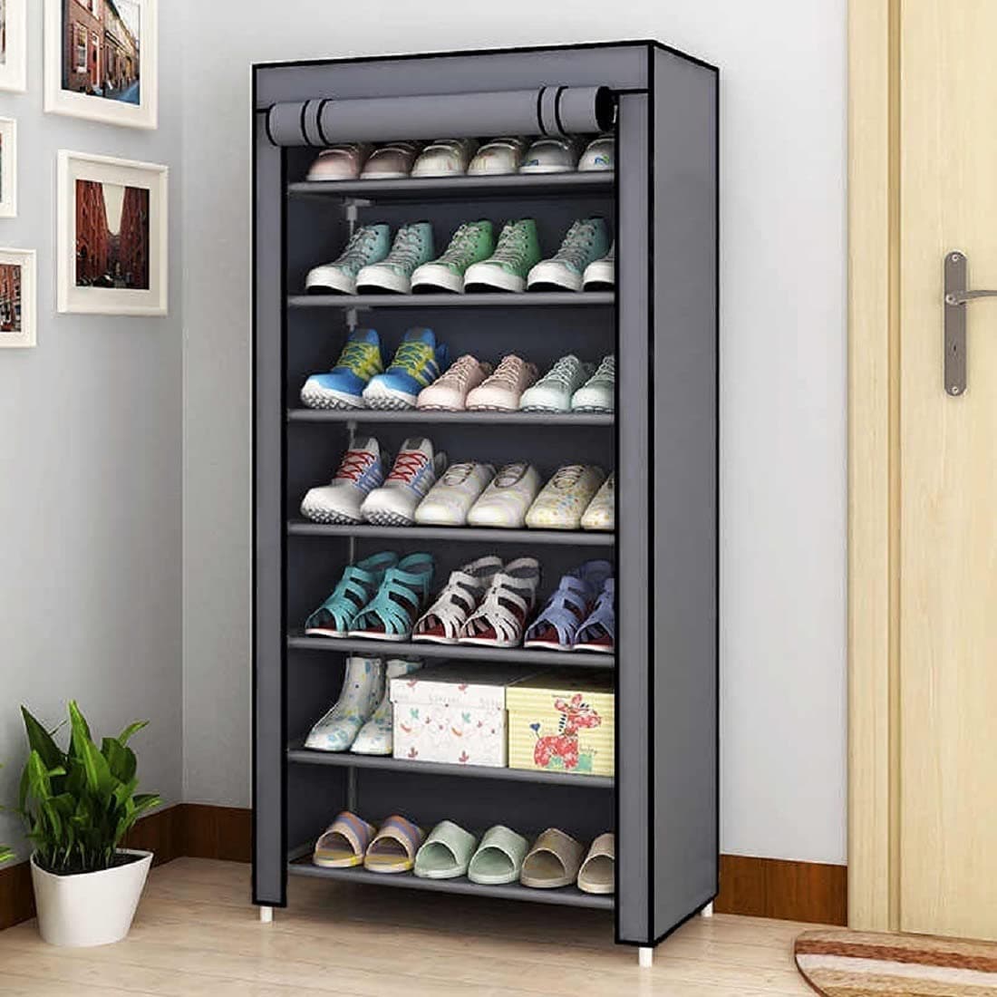 CMerchants Metal Smart Buy Home Utility Portable Shoe Rack 7 Layer Grey