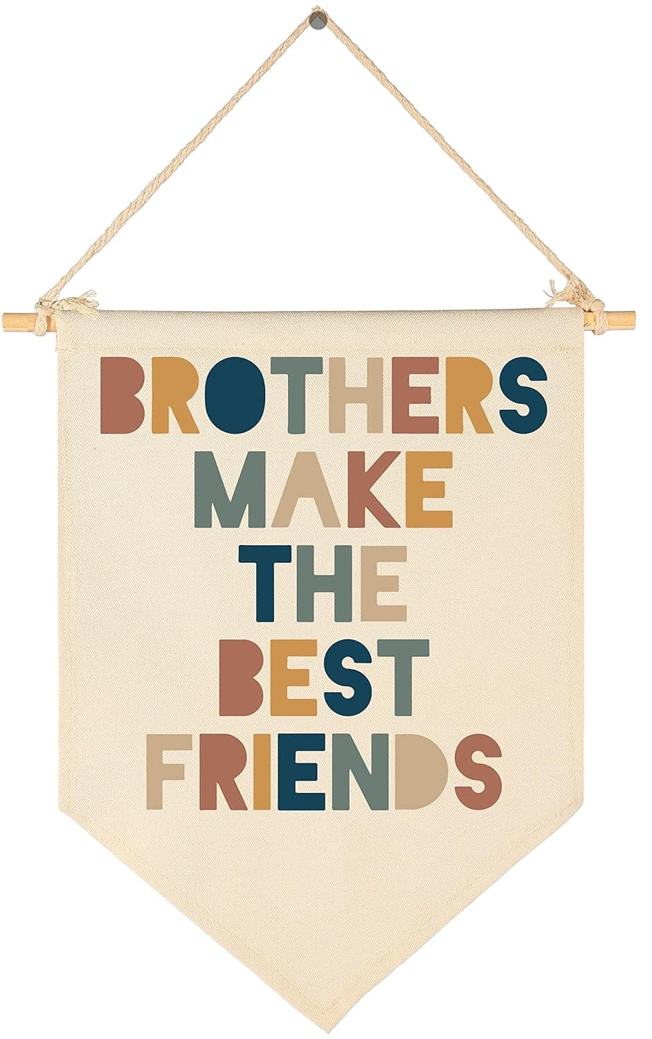 Brothers Make The Best FriendsCanvas Hanging Pennant Flag Banner Wall Sign Decor Gift for Nursery Bedroom Playroom Game Room Front Door Baby Kids Girl Boy Girl TeenBirthday Christmas Gift