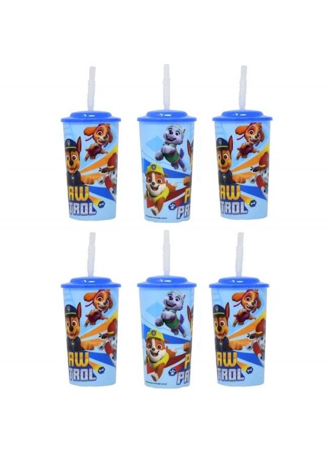 6-Pack Paw Patrol 16oz Reusable Sports Tumbler Drinking Cups with Lids & Straws