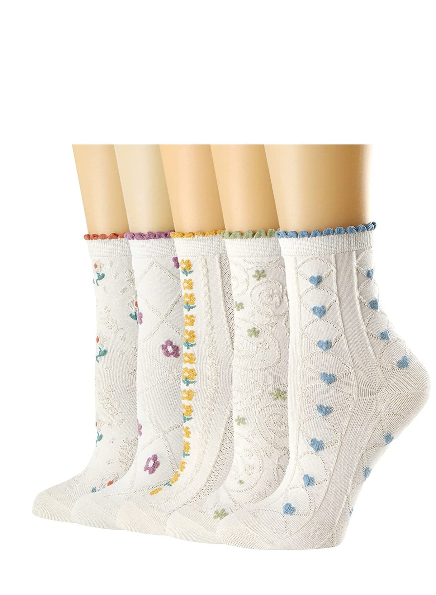Womens Crew Socks, Casual Cotton Socks, Novel Cute Fun Girl Quarter Dress Sock for Women, Lady, Girls, 5 Pack