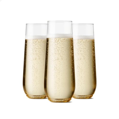 TOSSWARE POP 9oz Flute SET OF 24 Premium Quality, Recyclable, Unbreakable & Crystal Clear Plastic Champagne Glasses