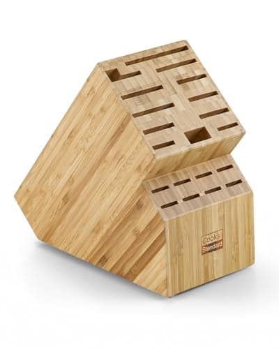 Cooks Standard Bamboo Knife Storage Block without Knives, 20 Slot Universal Knife Holder Countertop Butcher Block Knife Stand for Easy Kitchen Storage