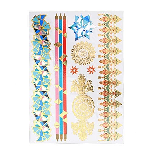 S.A.V.I 3D Temporary Tattoo Golden and Silver Metallic Sticker Love Text Heena Design Size 21x15cm - 1pc. (100), Gold, 68 g