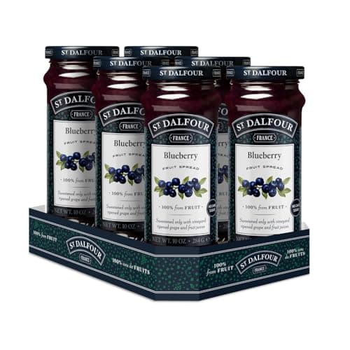 St. Dalfour Blueberry Fruit Spread - 10oz - 100% from Fruit, No Artificial Ingredients, Non-GMO, No Cane Sugars, All Natural - Pack of 6