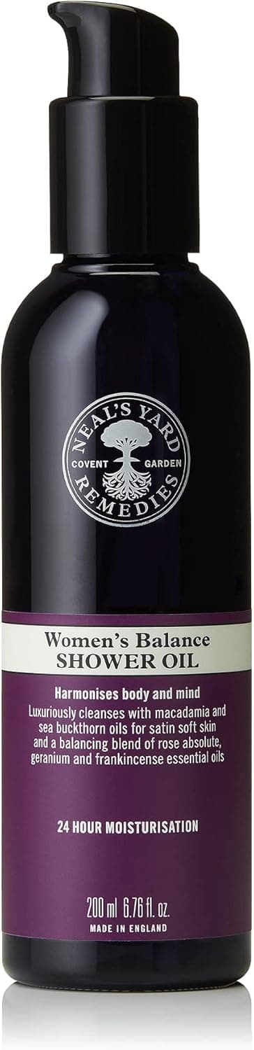 Neals Yard Remedies Womens Balance Shower Oil Skin Moisturiser Gifts for Women Nourishing Cleansing Oil with a Balancing Blend of Essential Oils 200ml