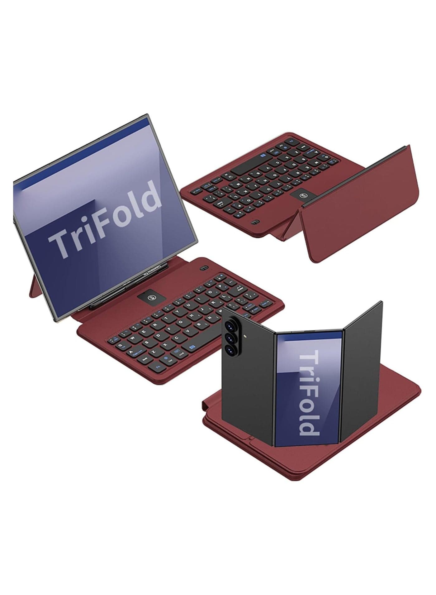Compatible with Samsung Galaxy Z TriFold Leather Wireless Bluetooth Keyboard + Mouse + Pen Slim, lightweight portable full-leather soft case with pen slot