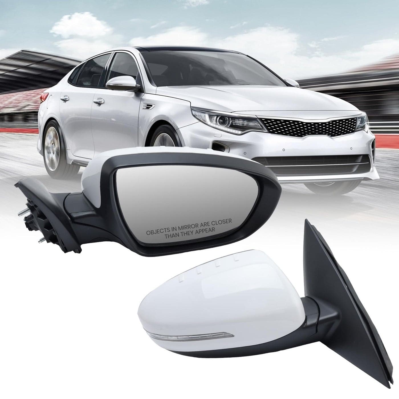 MOFOAP Passenger Side Mirror Compatible with 2014 2015 Kia Optima Mirrors with HeatedTurn Signal LightPower GlassManual Folding White 6 Pins