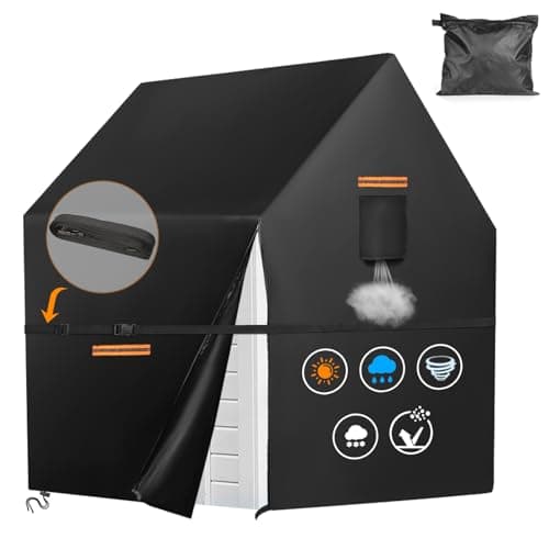 Playhouse Cover for Outdoor Waterproof,GRABADO 420D Heavy Duty Playhouse for Kids Cover,Universal Toddler Backyard Play House Cover,Easier to Cover by Side Zipper,4 Reflective Strips&Windproof Buckle