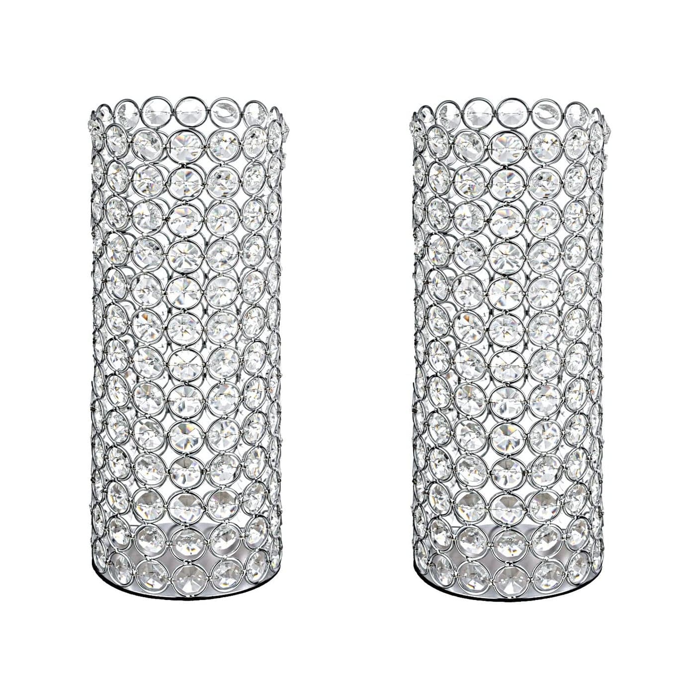 2 Pcs Crystal Metal Pillar Candle Holder 104 Vintage Hurricane Candle Holder Decorative Cylinder Vases Great Centerpieces for Home Decor Wedding Parties Events