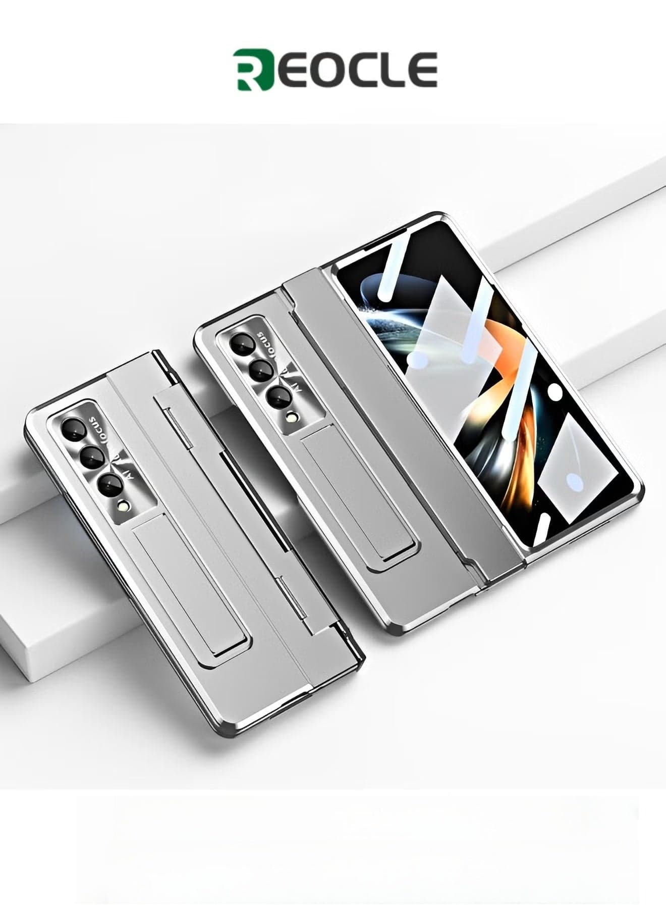 Phone Case Phone Cover with Screen Protector Transparent Frosted Stand Hinge Phone Case for Samsung Galaxy Z Fold 3
