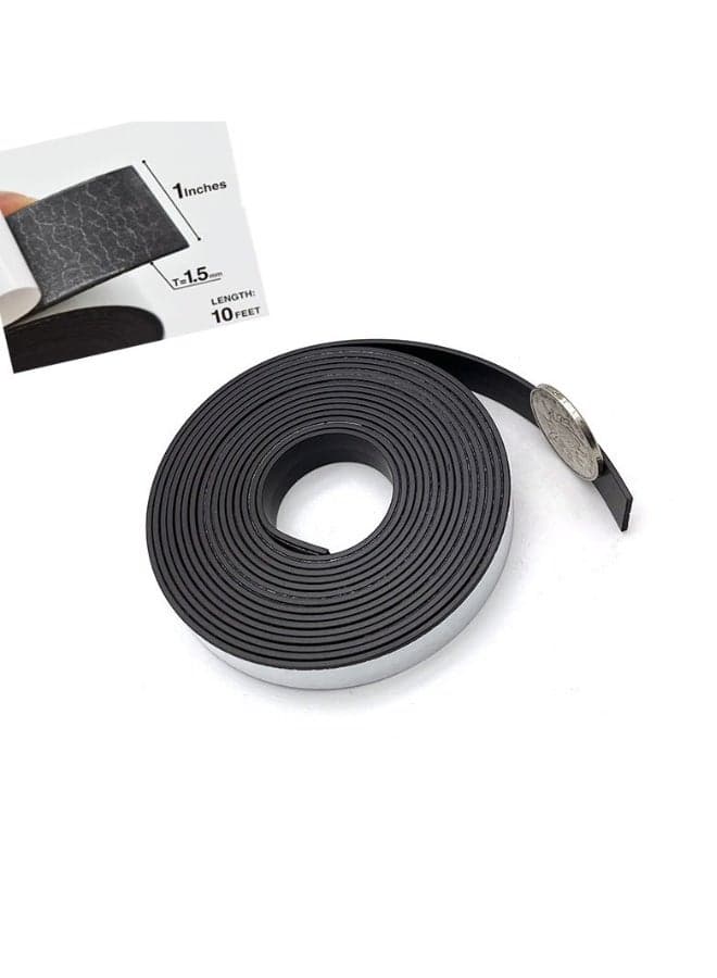 Magnetic Tape with Adhesive 2.5cm×3m×1.5mm, Magnet Tape Roll with Strong Self Adhesive Backing for DIY,Art Projects, whiteboards and Fridge Organization,Office Supply