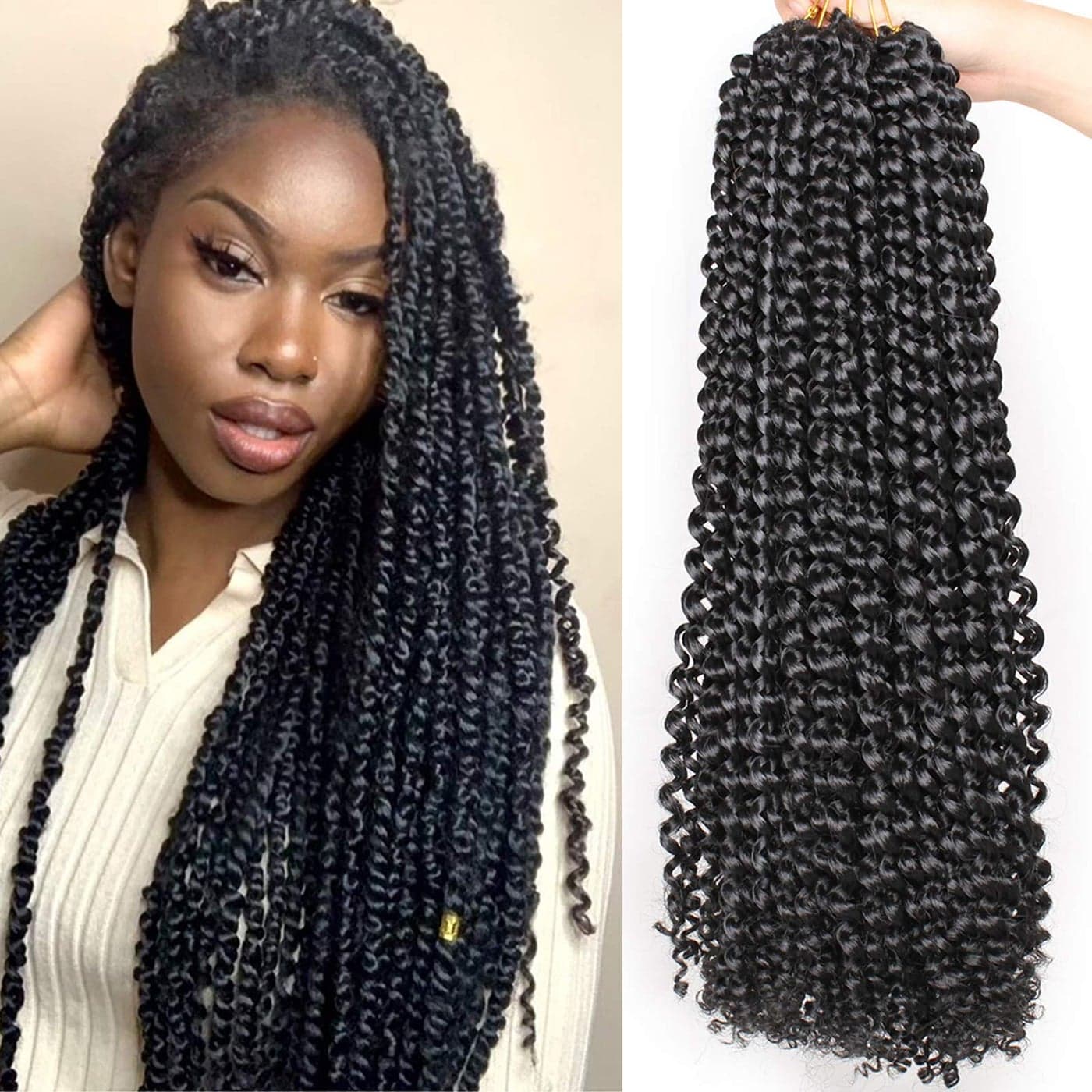 Leeven 24 Inch Long Water Wave Crochet Braids Hair for Passion Twist 7 Packs Natural Black Pre looped Passion Twists Hair for Butterfly Locs Hot Water Setting Braids Hair for Women 1B