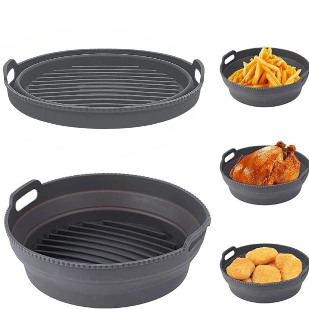 FiABLE Premium Silicone Air Fryer Liner 1 Dual Mode Collapsible 85 inch Airfryer Mould for Large Airfryers Heat Resistant FDA Certified Airfryer Liner