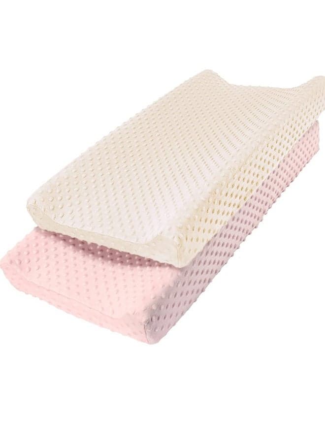 Owlowla Changing Pad Cover,Soft Minky Dots Changing Table Sheets for Baby Boy and Girl 2Pack (Pink&Cream)