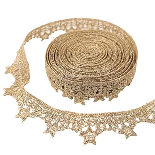 Gold Lace Trim 48 Yards Venice Gold Ribbon Metaillic Embroidery Lace Star Craft Lace for Sewing Cake Fringe Wedding Bridal Dress