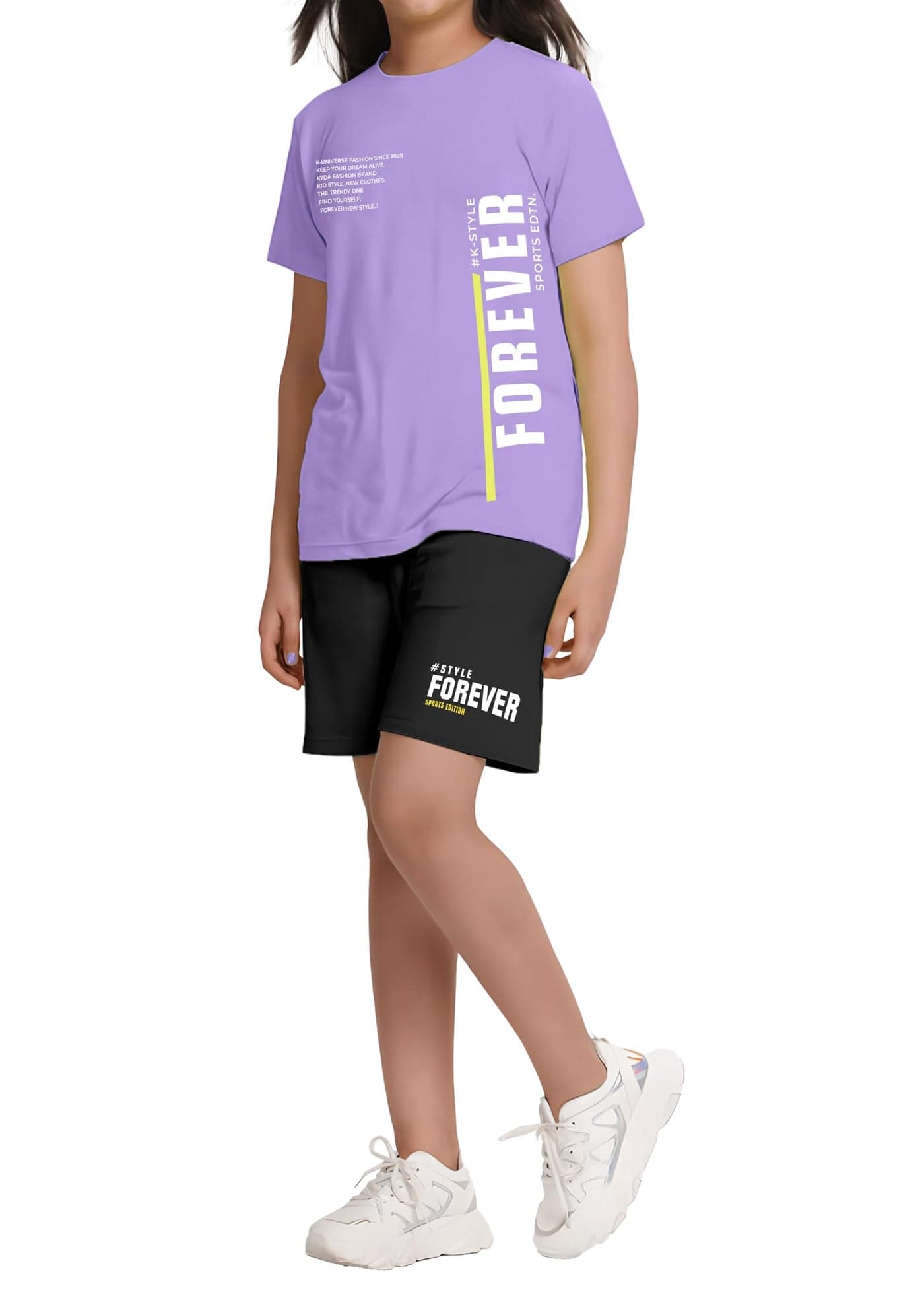 KYDA KIDS® Girls 100% Pure Cotton Clothing Set | T-Shirt & Shorts Co-Ord | Premium Chest Printed Top | Soft Comfortable Summer Wear | Casual Kids Outfit