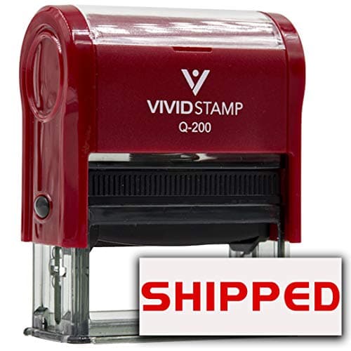 Shipped Self Inking Rubber Stamp (Red Ink) - Medium