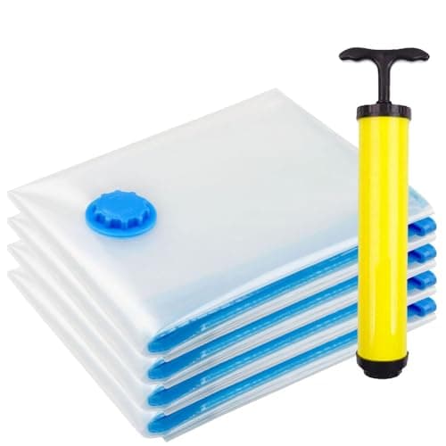 WOW SMART PA,PE 4 Jumbo Size Vacuum Storage Bags Cloth Organiser For Storage, Space Saver Underbed Storage Vacuum Sealer Bags For Blankets, Quilts, Space Saving Self Compression Organizer,Transparent
