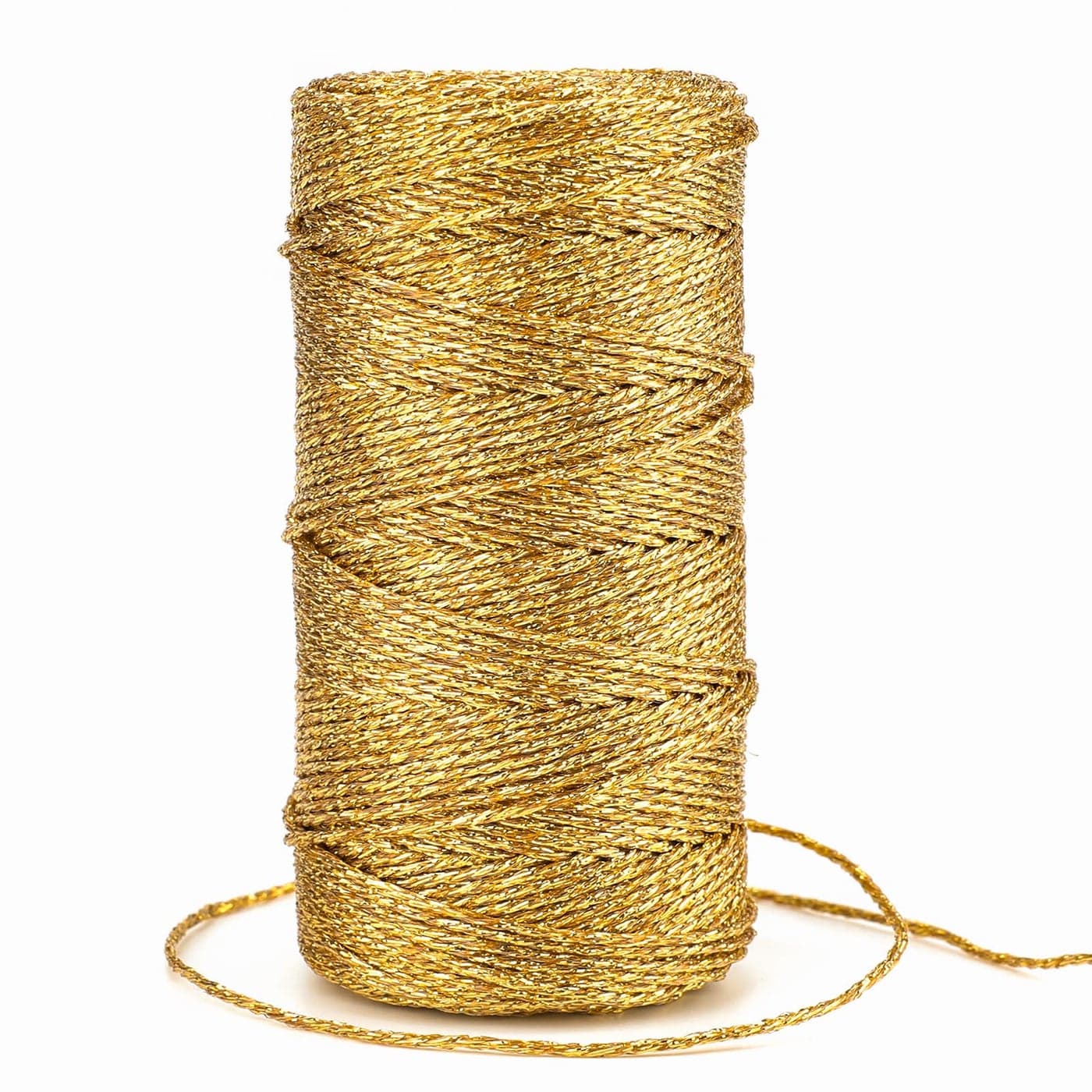 G2PLUS 100M Decorative Metallic String 15mm Gold Twine String Sparkle Bakers Thread Twine Jewelry Thread Cord for DIY Crafts Gift Wrapping Wedding Favors