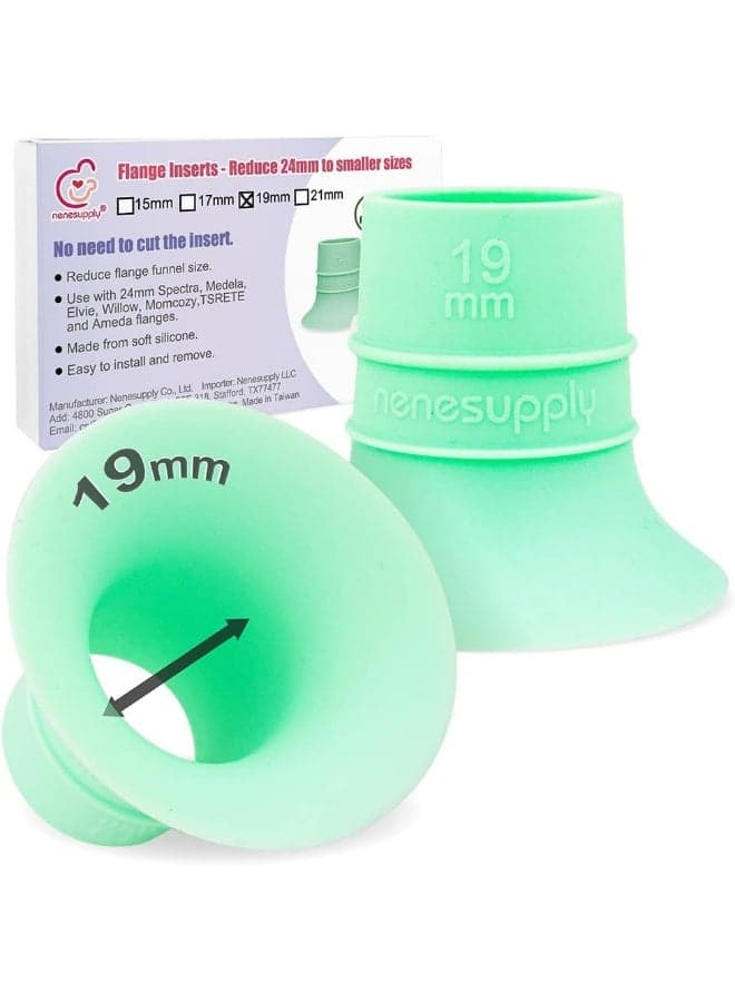 Nenesupply 2nd Generation 19mm Flange Inserts Compatible with 24mm Flange of Elvie OG Elvie Stride Spectra Momcozy Willow Reduce 24mm to 19mm Replace Elvie Inserts Not Original Elvie Pump Parts