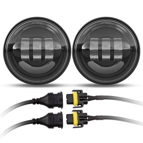 XPCTD 4.5 Inch LED Passing Lights 4-1/2 Driving Fog lights Auxiliary Spot Lights for Electra Glide Road King Ultra Classic 2005 2006 2007 2008 2009 2010 2011 2012 2013 2014 2015 2016 Black