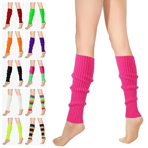 Buauty 80s 90s Leg Warmers for Women, Neon Ribbed Leg Socks, Stylish Accessories for Inspired Outfits for Yoga,Running,Hiking